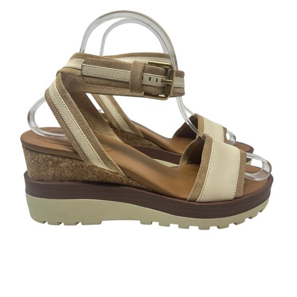 See by Chloe Robin Platform Wedge Sandals Leather Cream Tan Size 37 US 7 - Picture 7 of 15
